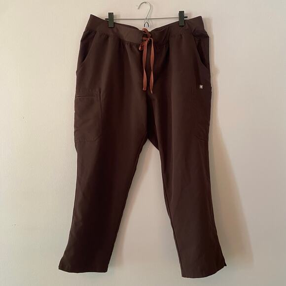 NWOT FIGS Women's size 3XL Petite Expresso Brown Yola High Waisted Scrub Pants - Picture 1 of 10